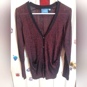Simply Vera by Vera Wang Black with red glitter Cardigan